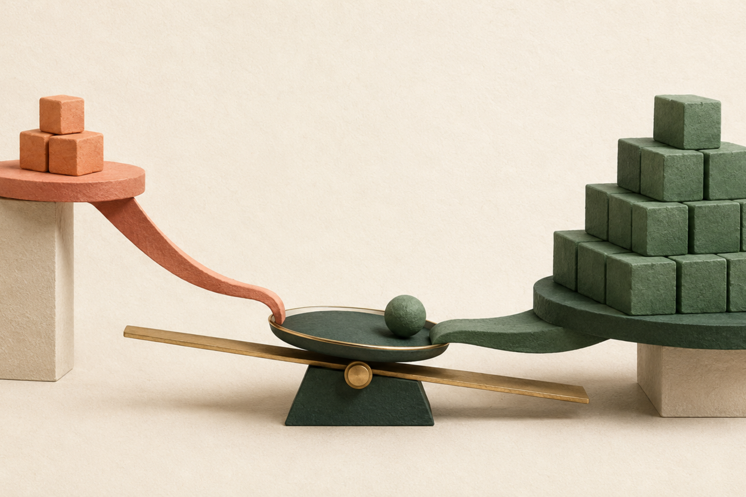 Tactile editorial illustration representing the average down calculation