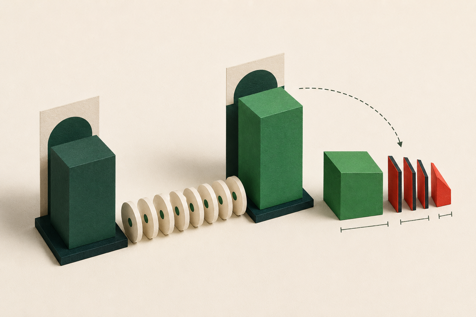 Editorial arrangement of purchase and sale blocks with small fee slices reducing the final gain